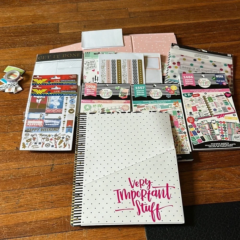 The Happy Planner Lot - Stickers, Accessories and Storage Box